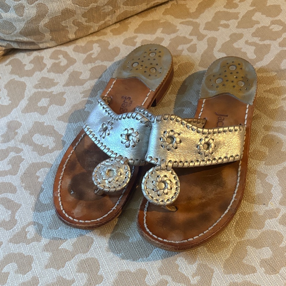 Jack Rogers Silver and Tan Women's Sandals